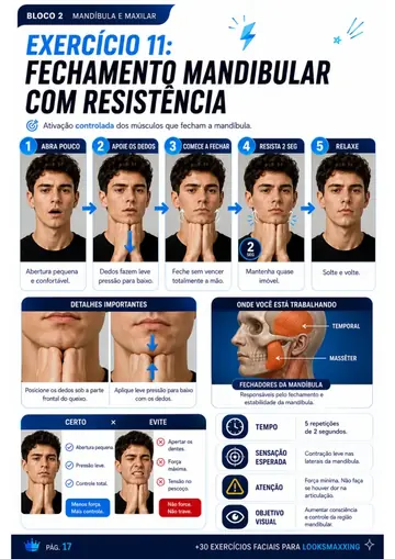 Exercício de fechamento mandibular com resistência