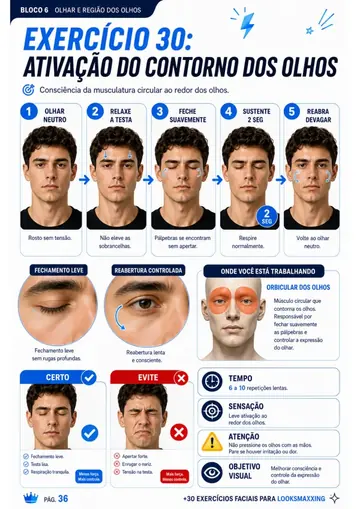 Exercício de ativação do contorno dos olhos