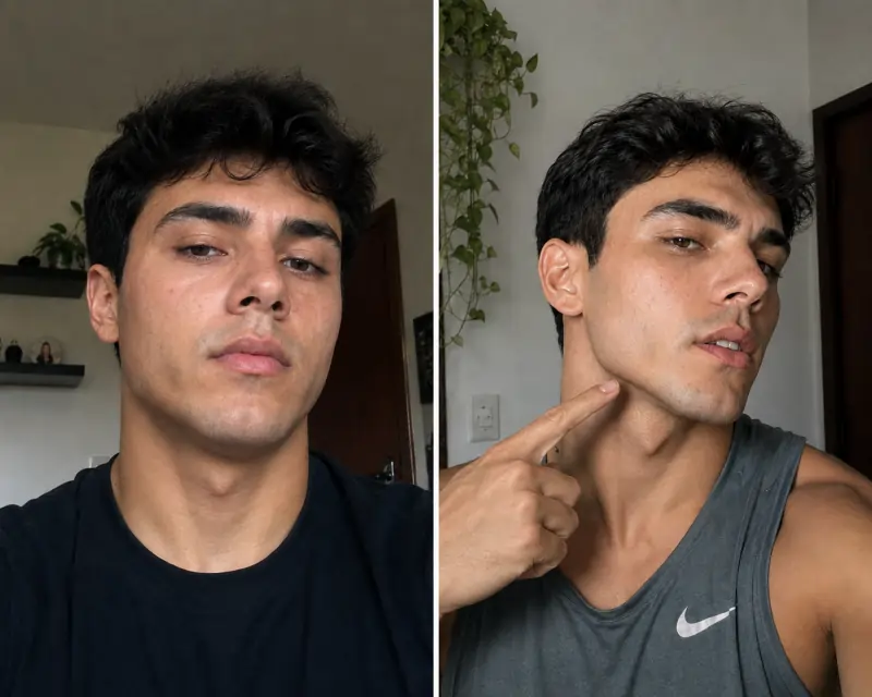 Comparação visual de evolução da definição facial