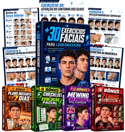 Guia completo de exercícios faciais para Looksmaxxing com os quatro bônus